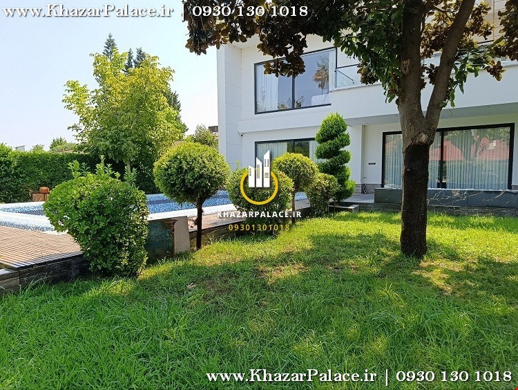 محوطه و فضای سبز ویلای استخردار ۱۱۰۰ متری در خزرشهر جنوبی